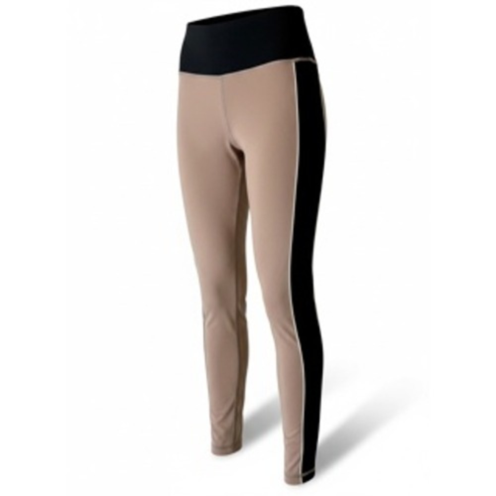 Allfenix Womens Tan Black Colorblock High Waist Active Leggings Size S Small